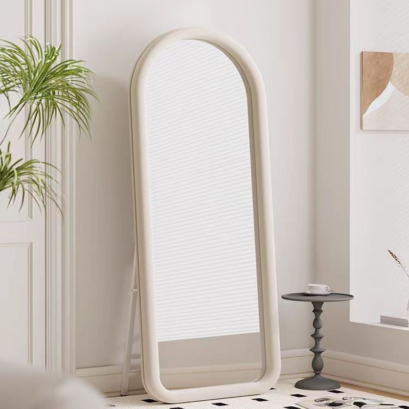 Espejo de vestir de cuerpo completo de niñas francés europeo espejo vertical tela de crema doméstica piso dormitorio espejo de prueba de vestir