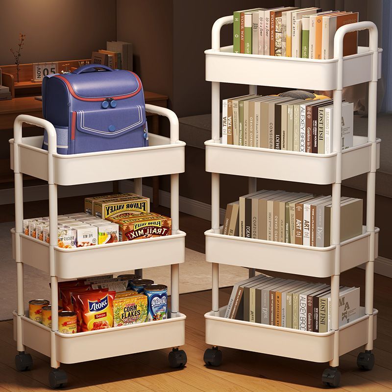 Movable Bookshelf Storage Rack Children's Toy Storage Rack Reading Household Trolley Wheeled Floor-Standing Simple Bookcase