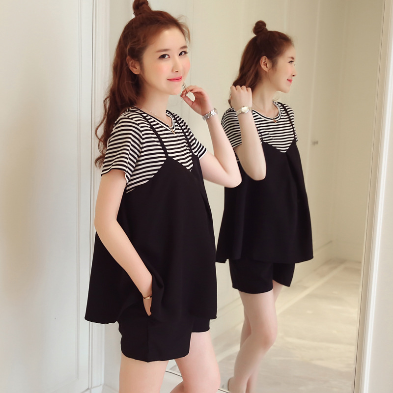 Maternity Summer Outfit Trendy Set for Petite Women 2023 New Loose Slimming Thin Sports Two-Piece Set for Outerwear