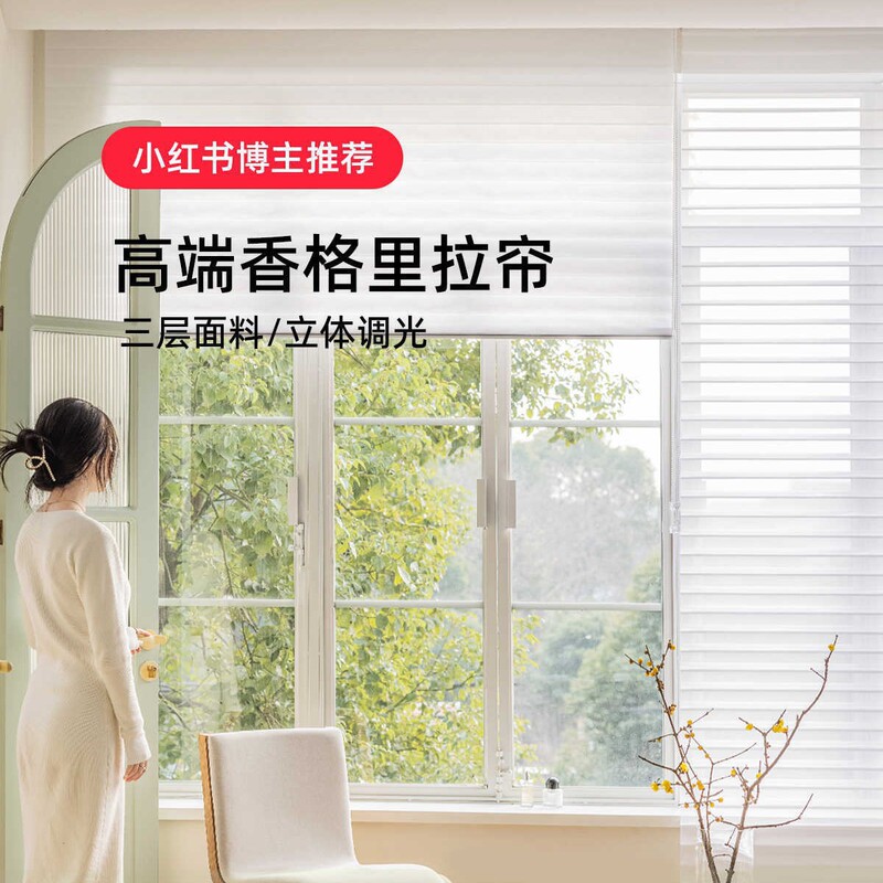 Shangri-La Curtains Are Light-Transmitting but Not See-Through, Suitable for Living Room, Bedroom, and Study; Sunshade Blinds, Manual Lift-And-Drop Roller Blinds