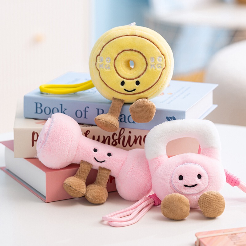 Internet Celebrated Fitness Dumbbell Kettlebell Pendant Plush Toy Bag Key Decoration Street Beat Jewelry for Girlfriends Gift