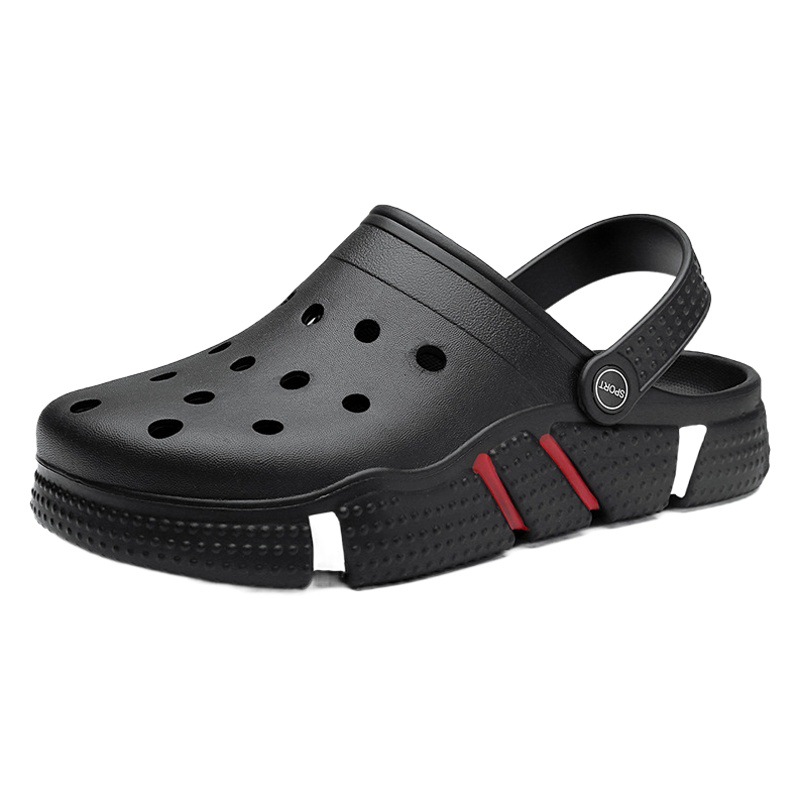 Zapatos con agujeros, tendencia de los hombres, zapatillas de gran tamaño al aire libre, sandalias de doble uso, sandalias de playa nuevas de verano antideslizantes para el hogar