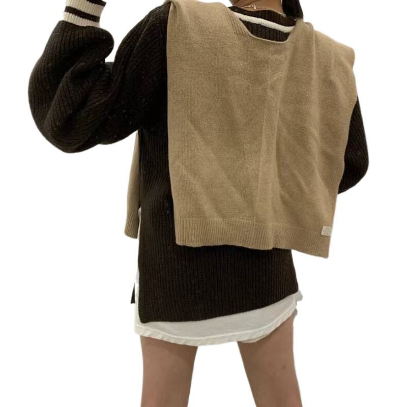 Coreano chic otoño invierno temperamento retro cuello en V suéter de punto de manga larga suelto + traje de pantalones cortos casuales de cintura alta