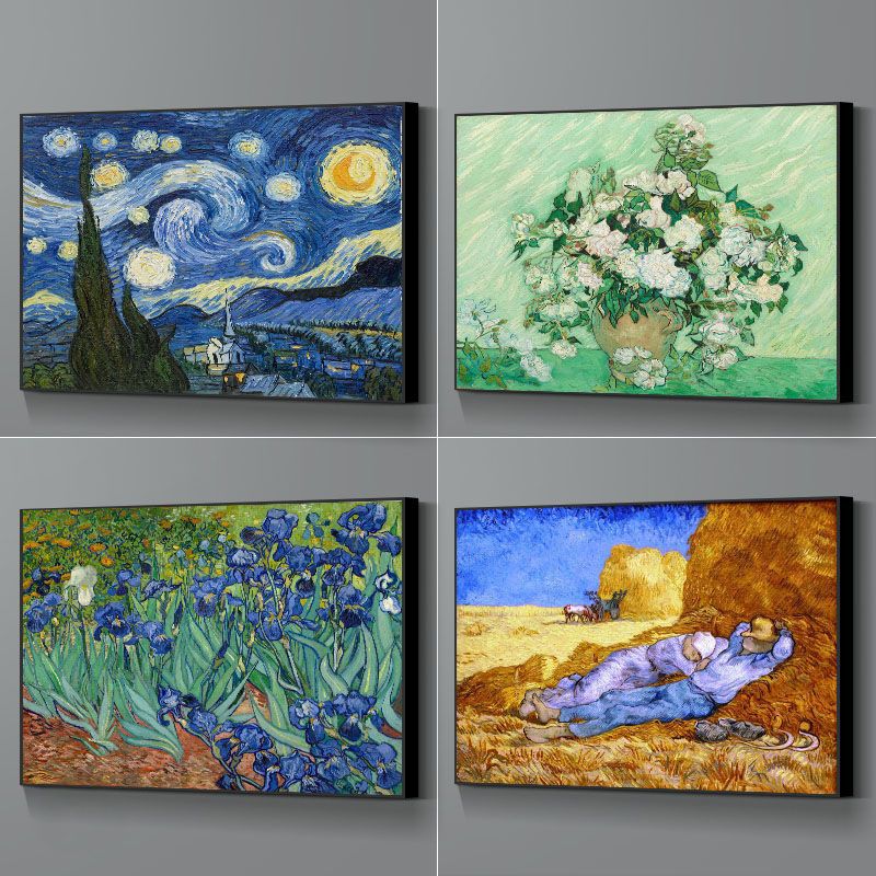 梵高向日葵星空杏花装饰画星夜卧室客厅宾馆酒店客房挂画日出印象