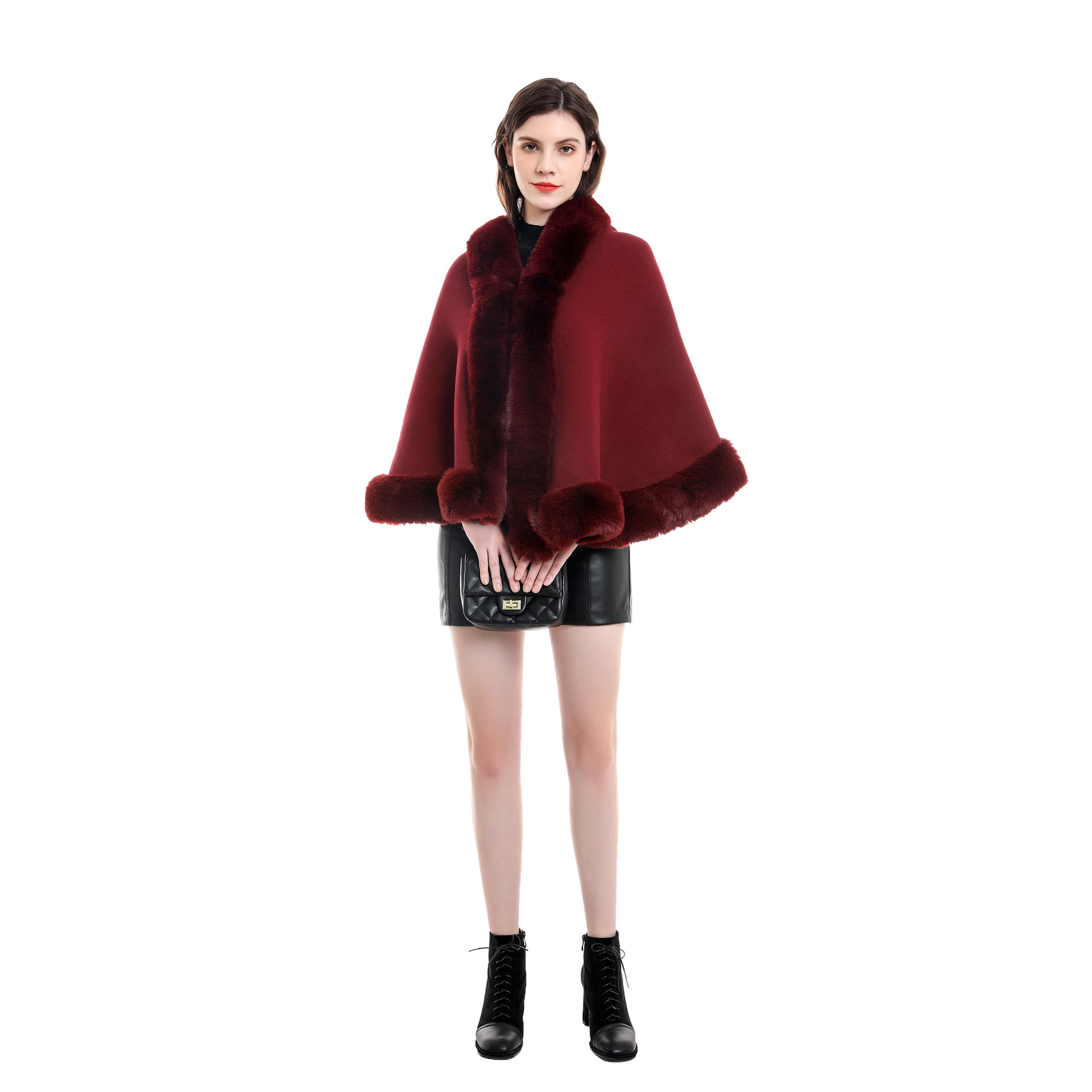 Otoño e invierno chal de pelo corto nuevo Otoño e Invierno imitación de piel de zorro capa novia tostado abrigo engrosado cardigan