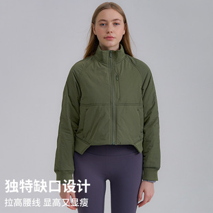 Autumn and Winter New Zipper Cardigan Ribbed Collar Cotton Jacket Flight Suit Women's Sports Jacket Jacket Short Stand Collar Cotton Jacket