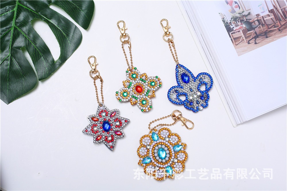 Nuevos productos de pintura de diamante, material acrílico llavero de doble cara DIY bolsa de diamante completa mariposa