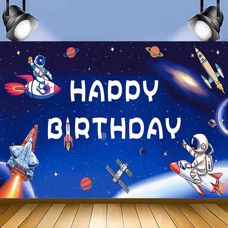 Amazon Galaxy Planet Theme Photography Banner Space Rocket Astronaut Birthday Background Cloth Decoration 5x3ft
