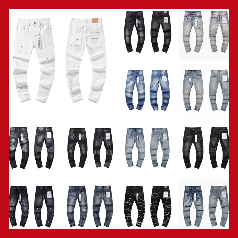 Cross-Border Foreign Trade Purple Brand American High Street Style Ripped Patch Trendy Retro Straight-Leg Am Washed Jeans Cross-Border Foreign Trade Purple Brand American High Street Style Ripped Patch Trendy Retro Straight-Leg Am Washed Jeans