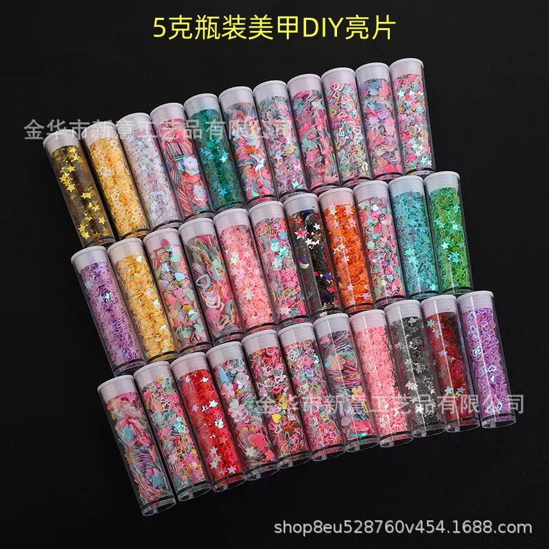 跨境直销5克瓶装亮片金葱粉闪光粉手工DIY美甲滴胶饰品填充材料用