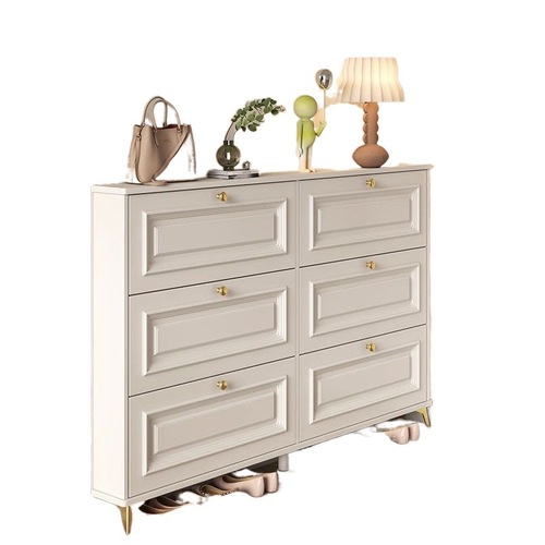 w! Cream-style ultra-thin tipping shoe cabinet home door large-capacity entry door entrance cabinet foyer simple shoe storage