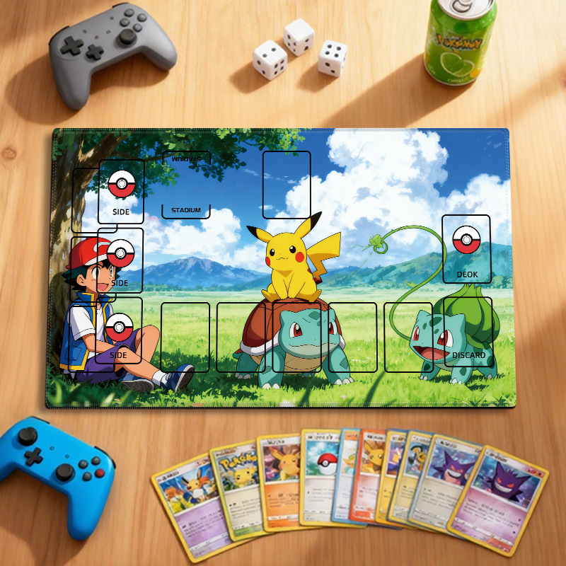 Pokémon juego gran almohadilla de bloqueo grueso doble tarjeta de combate almohadilla de tarjeta de batalla mesa simple almohadilla de mesa