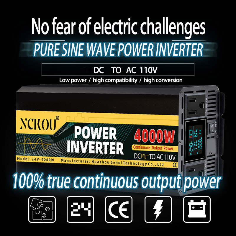 Fábrica directa de alta potencia inversor de onda sinusoidal pura 12v24v 110v convertidor de potencia montado en automóviles