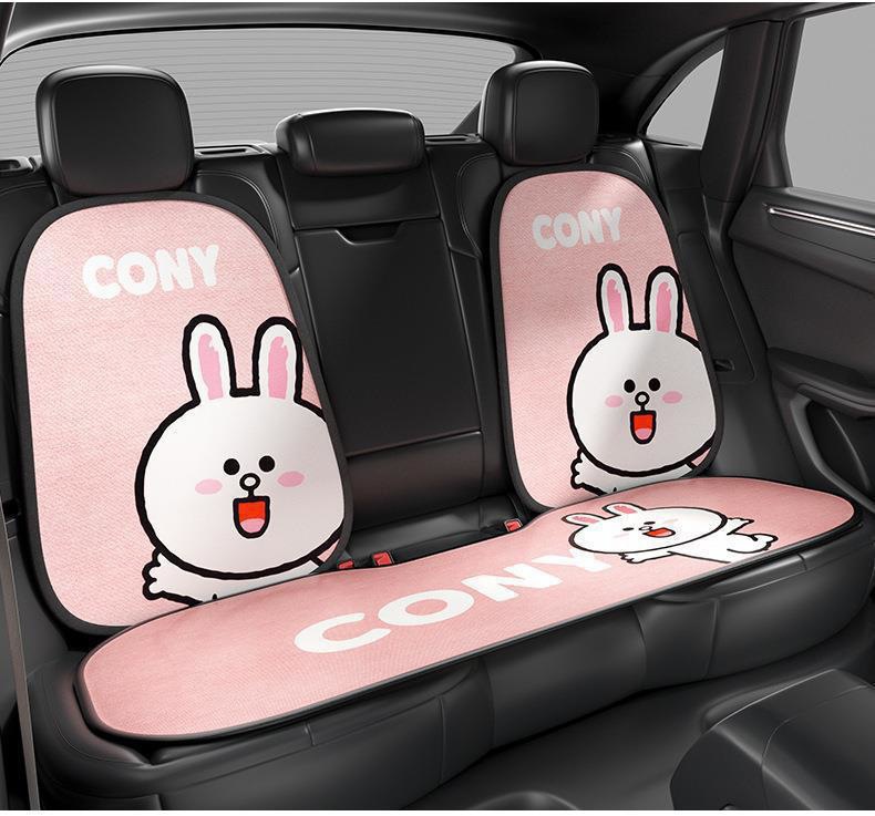 Cartoon Cute Car Seat Cushion Winter Short Plush Universal for All Seasons Single Piece Rear Seat Three-Piece Set Autumn and Winter Car Cushion Seat Pad