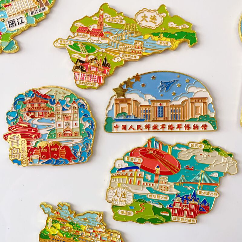 Shandong Qingdao Weihai City Metal Fridge Magnets Cultural and Creative Small Gifts Dalian Shenyang Jinan Tourist Commemorative Attractions