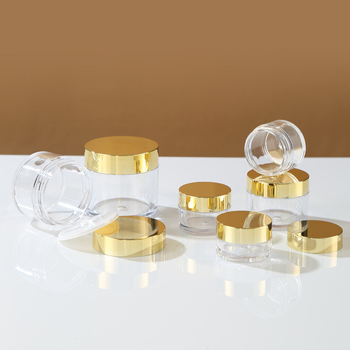 10g 20g transparent thick wall cream bottle 30g 50g transparent round box mud film jar electroplated gold wide mouth bottle