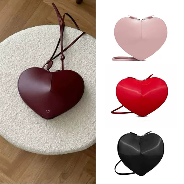 Cross-border alai heart bag 2026 European and American fashion heart-shaped bag genuine leather shoulder crossbody bag 520 Valentine's Day women's bag