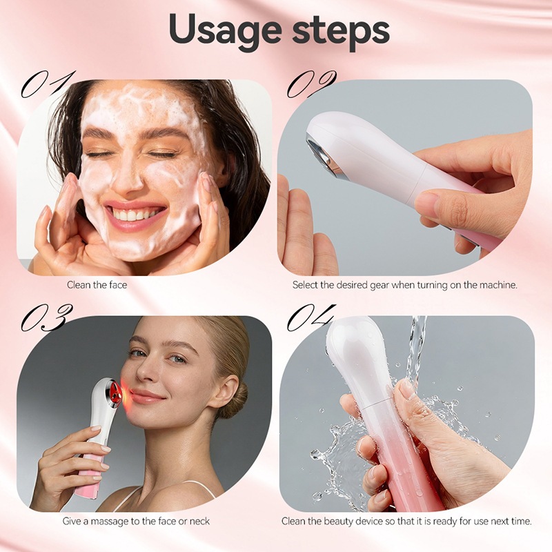 Masajeador Facial de Microcorriente Masaje por Vibración Terapia de Luz Rejuvenecimiento para Cuidado Facial en el Hogar