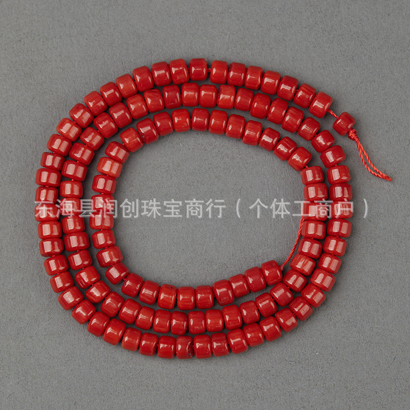 Xizang Sea Bamboo Imitation Coral Red Round Beads Beads DIY Bracelet Buddha Beads Long Chain Beads Accessories