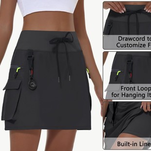 Cross-Border Popular Women's Summer New Hot-Selling Polyester Quick-Drying Elastic Waistband Zipper Pocket Sports Tennis Skirt