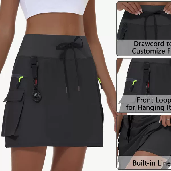 Cross-Border Popular Women's Summer New Hot-Selling Polyester Quick-Drying Elastic Waistband Zipper Pocket Sports Tennis Skirt