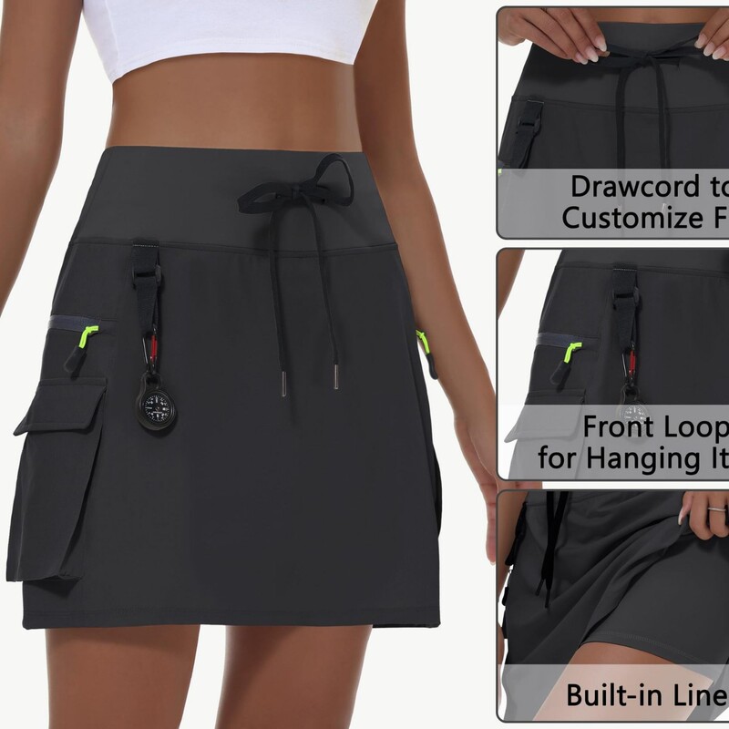 Cross-Border Popular Women's Summer New Hot-Selling Polyester Quick-Drying Elastic Waistband Zipper Pocket Sports Tennis Skirt