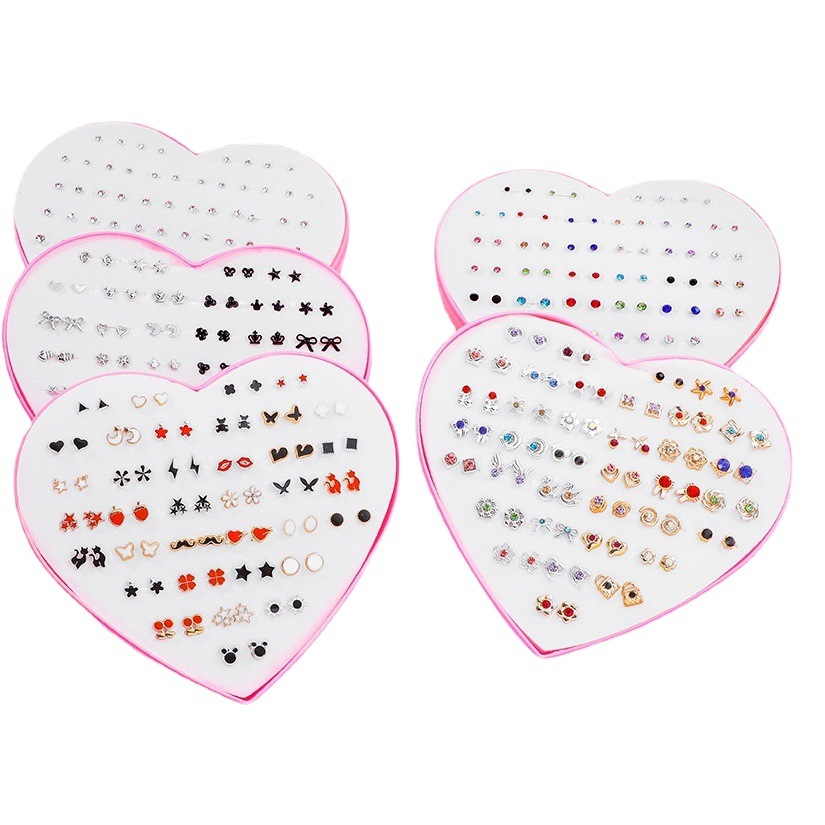 Simple resina acrílica traje pendientes femeninos al por mayor amor puesto joyería plástico en caja