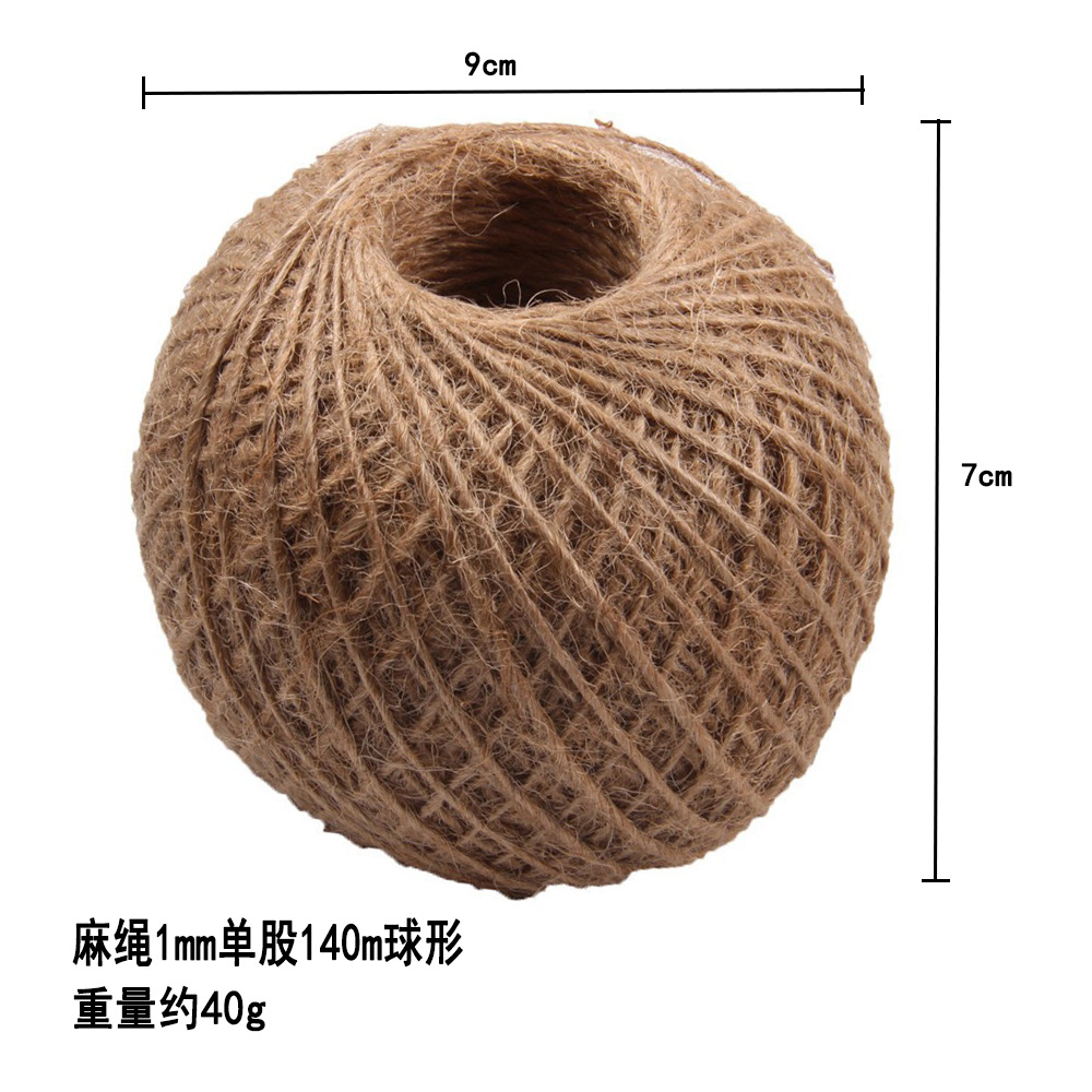 Cuerda de cáñamo de protección del medio ambiente, cuerda hecha a mano de bricolaje, decoración, embalaje, etiqueta, cuerda de cáñamo 1mm-20mm, varias especificaciones de grosor