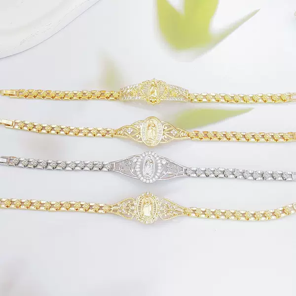 Cross-Border Best-Selling Copper Gold-Plated Hollow Flower Maria Bracelet Geometric Watch Chain European and American Hot Item