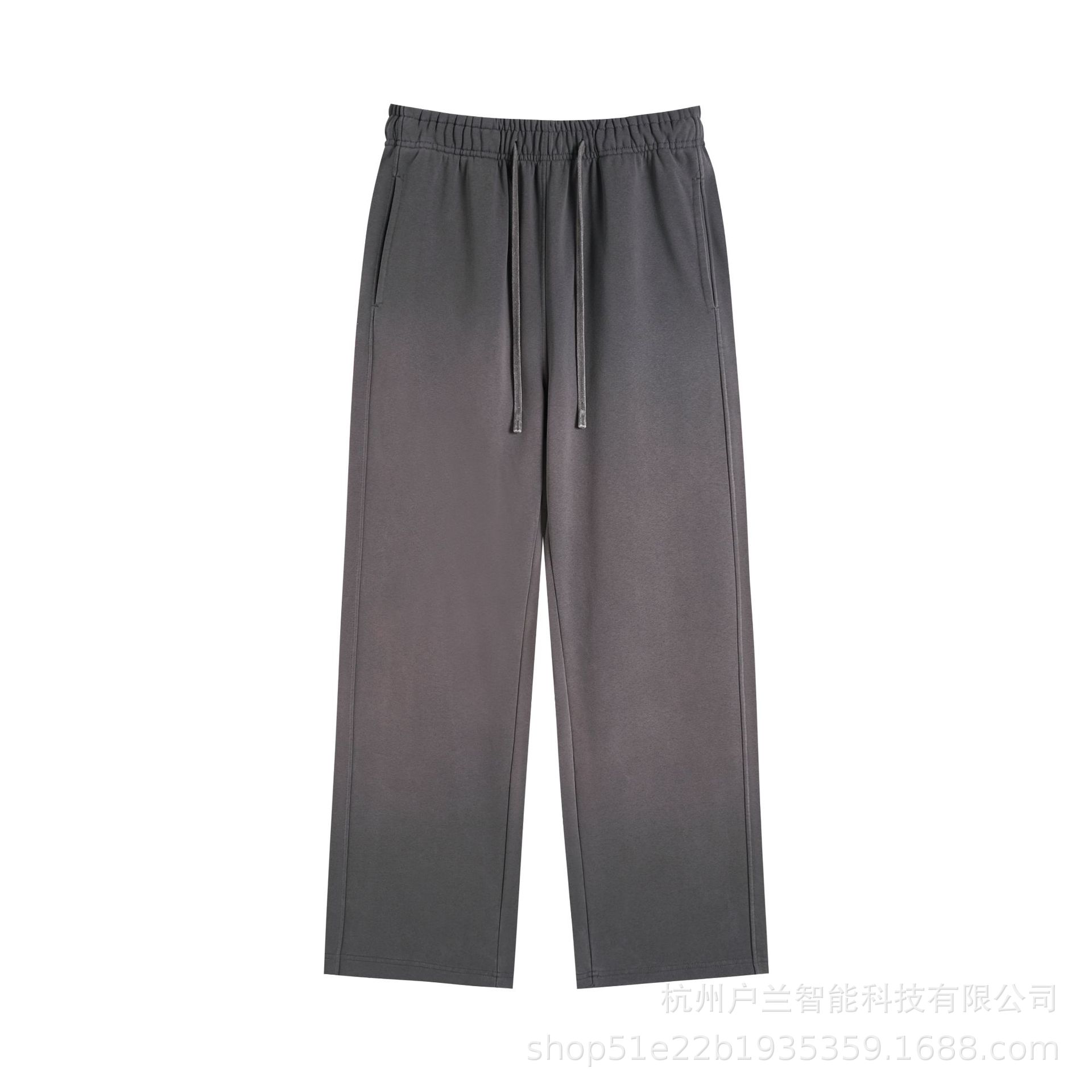400g brushed distressed gradient sweatpants dark gray