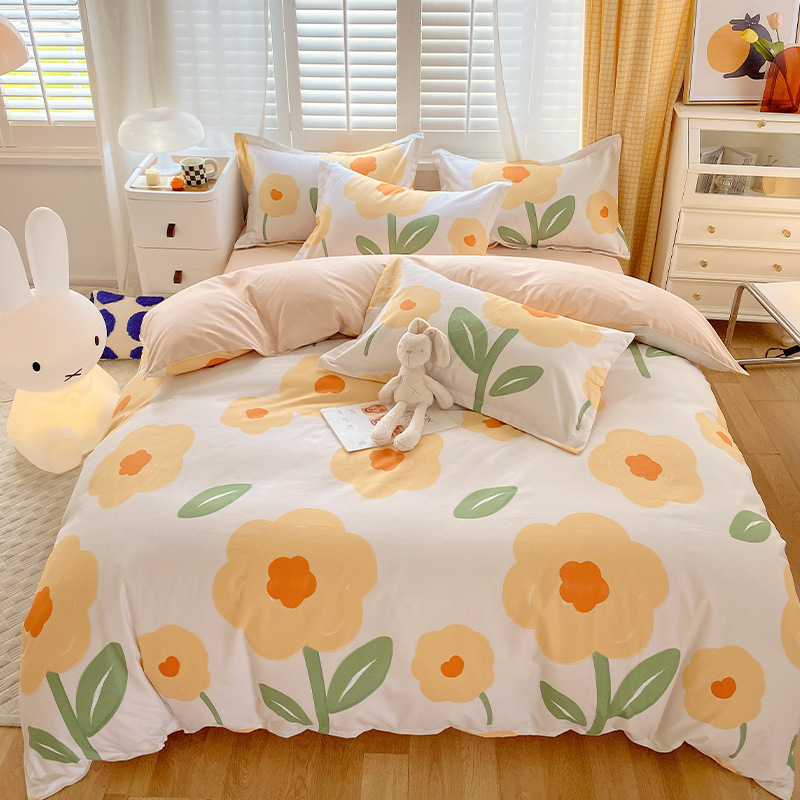 Manufacturer Wholesale Spring and Autumn Thickened Brushed Four-Piece Set, Fresh Style Bed Sheet, Duvet Cover, Three-Piece Bedding Set, Gift