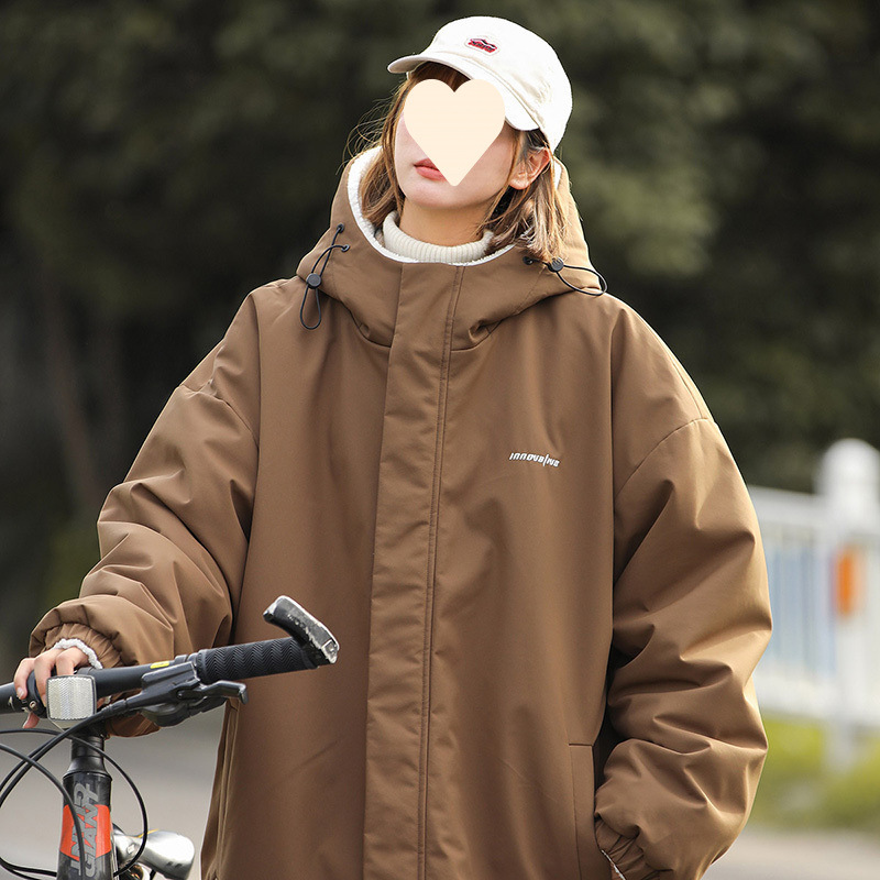 양고기 양털 그룹 양면 양면 양복 두꺼운 면 패딩 의류 면 패딩 재킷 남녀 커플을위한 겨울 느슨한 기모 따뜻한 외투