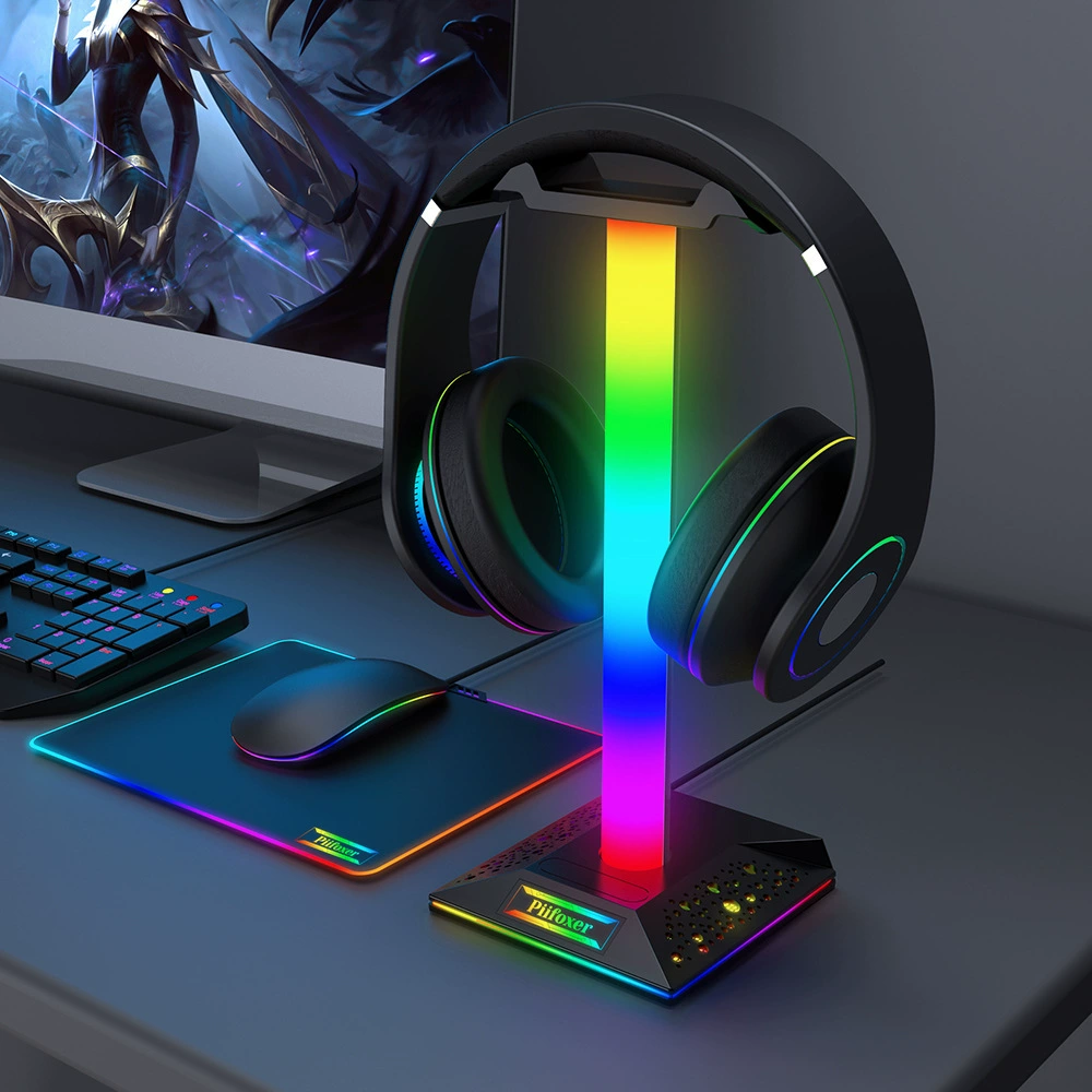 Новая подставка для игровых наушников EB05, светящаяся RGB с двойным портом USB, сенсорная подставка для наушников 3,5 мм, подсветка