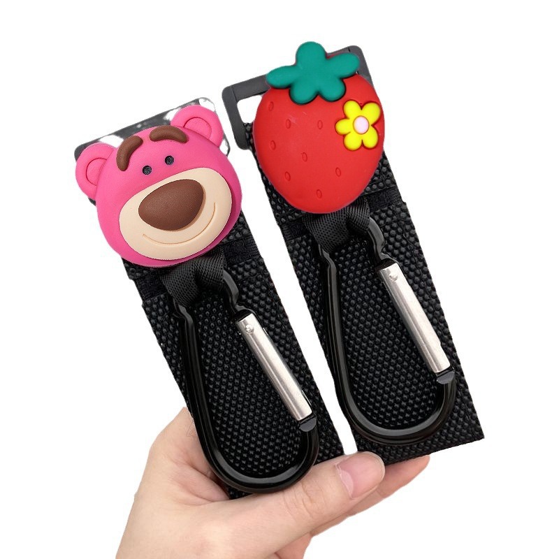 Coche eléctrico de dibujos animados gancho cerradura frontal universal sin perforaciones lindo dibujos animados multifunción bicicleta bolso pesado