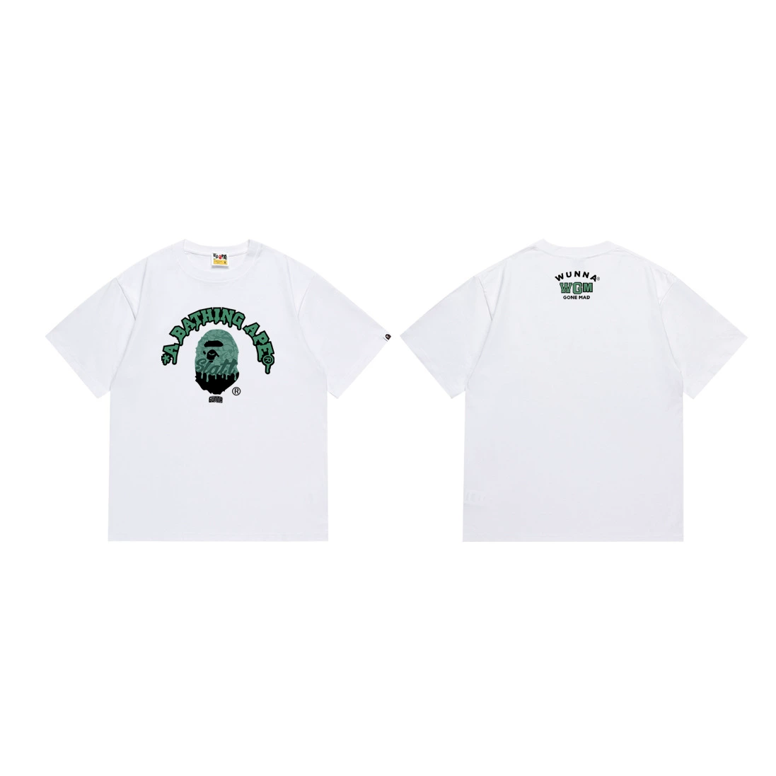 Короткая футболка повседневная с коротким рукавом (BAPE) двойной пряжи унисекс, разноцветная и размеры S–XXL