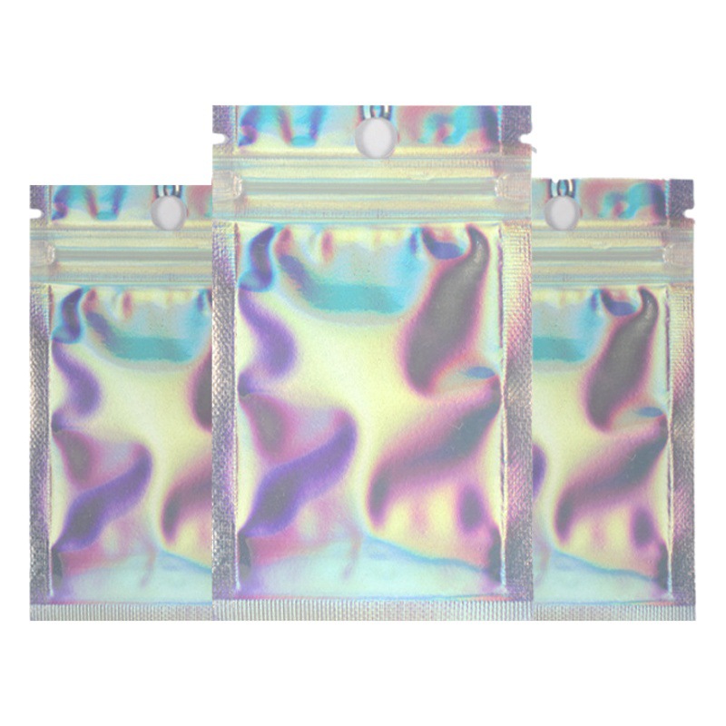 Láser transparente ziplock bolsa de papel de aluminio Yin Yang bolsa de uñas joyería de pestañas teléfono móvil Shell sellado bolsa de embalaje bolsa de aperitivos