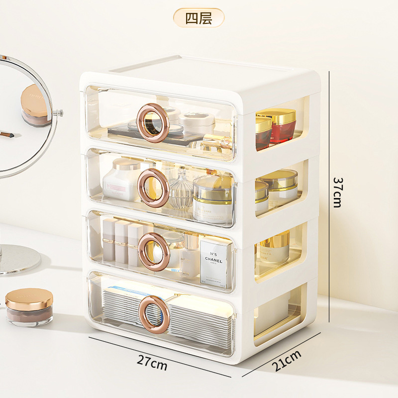 Caja de almacenamiento de cosméticos a prueba de polvo de escritorio transparente tocador de gran capacidad de cuidado de la piel de alto grado de almacenamiento rack de acrílico caja