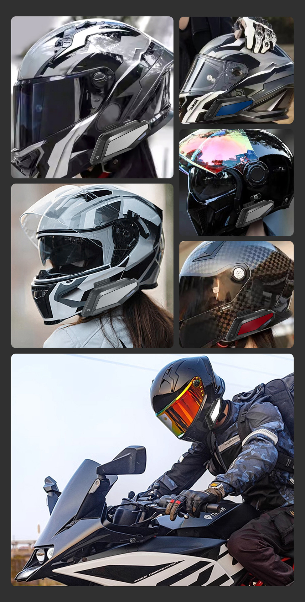 L8 1000Mah Battery Motorcycle Helmet Bluetooth Headset Full-Face Helmet Private Model Source Manufacturer