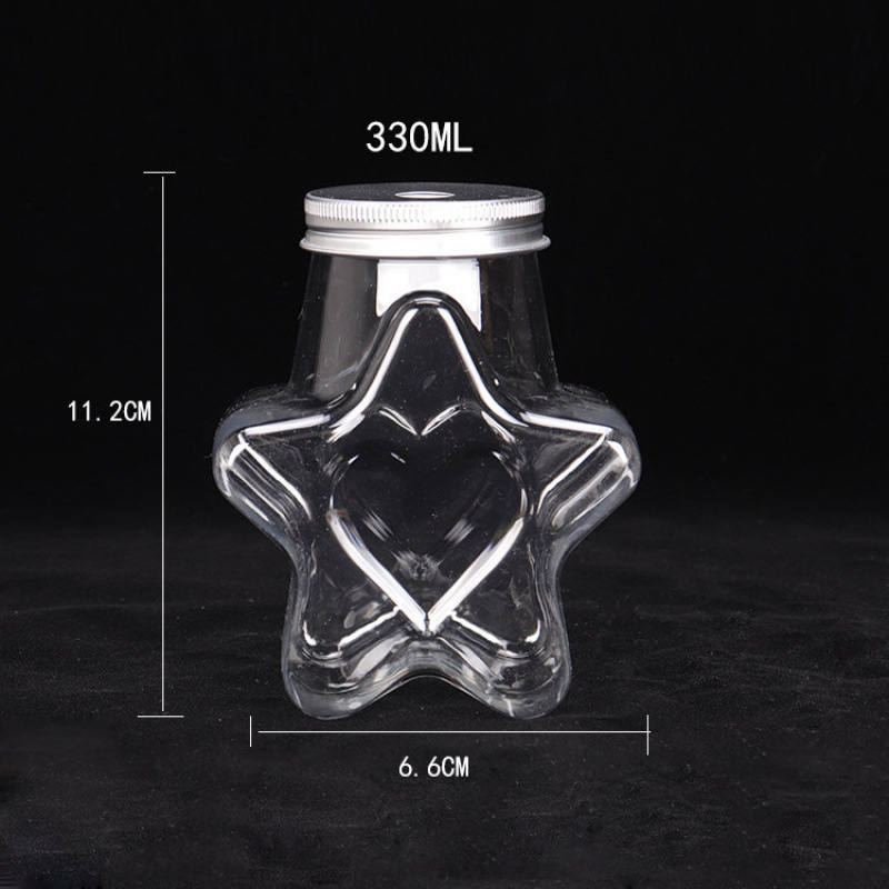 Factory wholesale vegetarian Thai Tea Cup Pentagon Star Beverage Bottle PET Juice Plastic Cup Milk Tea Bottle