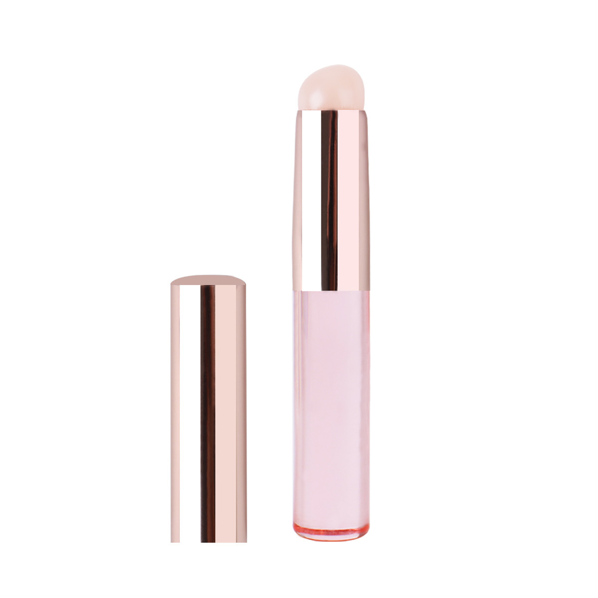 Cepillo de labios de silicona Cepillo corrector de cabeza redonda mini rosa Cepillo de mancha de labios Cepillo de lápiz labial portátil con tapa Cepillo de maquillaje profesional