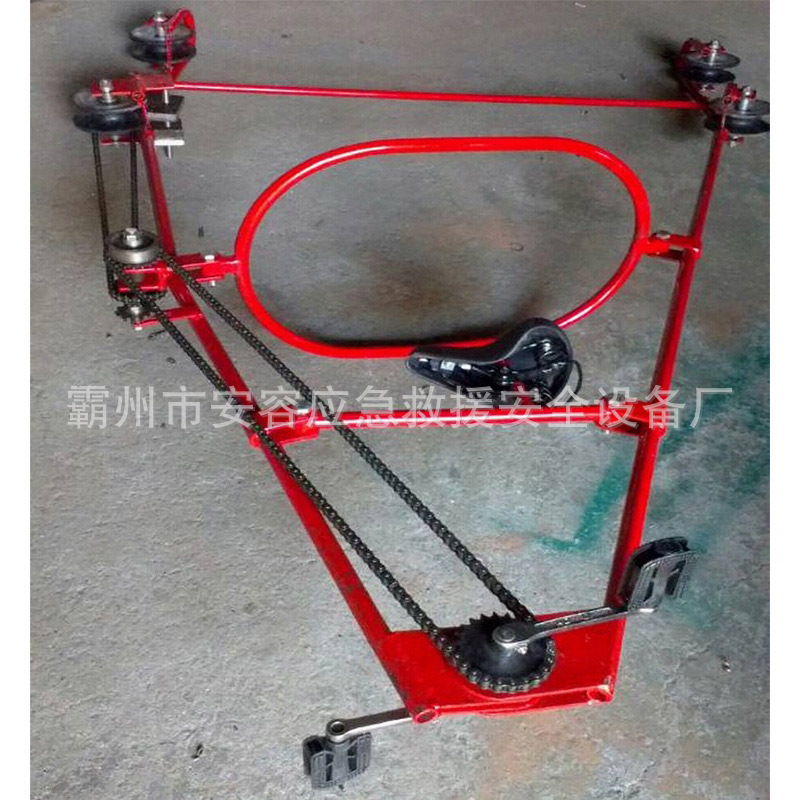 简易式导线飞车自行车式漏斗式铝合金绝缘软梯头带刹车检修飞车