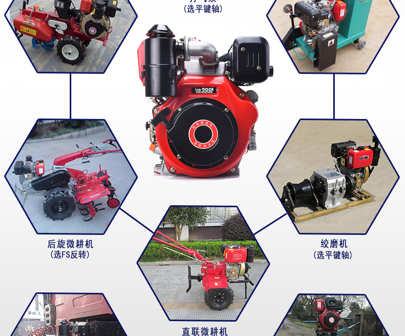 Air-cooled diesel engine 6 9 10 12 15 horsepower tiller head 186FA 188 192 195 engine