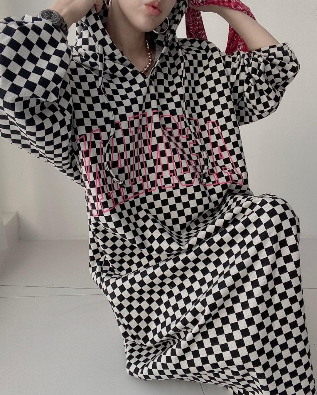 GraceChic Spring And Autumn 140kg Retro Letter Print Leopard Dress For Plus Size Women 150kg Loose Casual Top_voghion.com