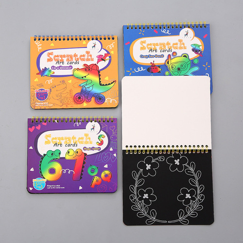 Cross-border creative colorful painting cartoon children's coloring book scratch-off painting DIY graffiti coil scratch-off book wholesale