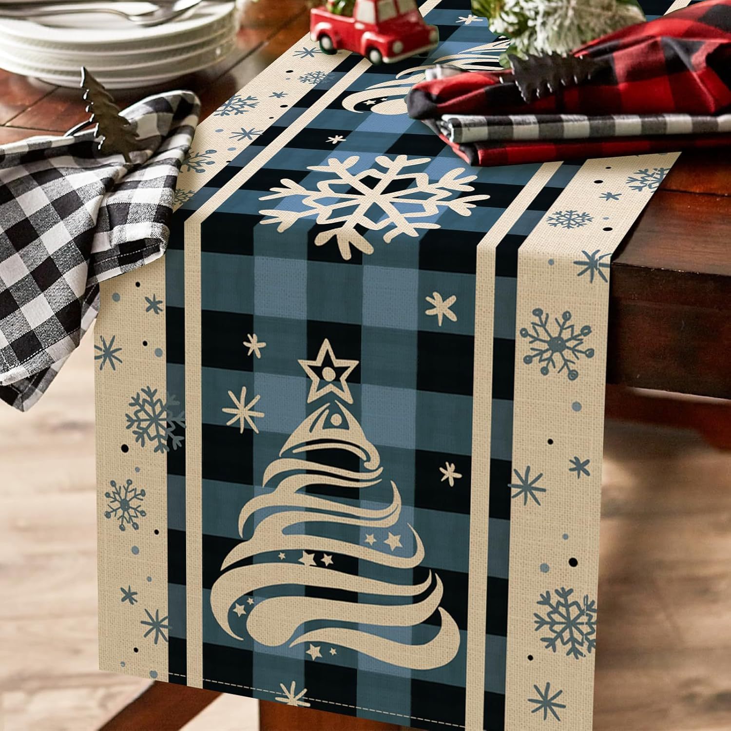 Transfronterizo 2024 Amazon nuevo árbol de Navidad festivales lino tabla bandera tabla de comedor tabla bandera de té image 4