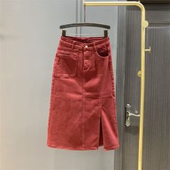 女性のための黒のサイドスリットデニムスカート 2025 夏の新しいスタイルの弾性ハイウエスト気質ヒップカバー痩身 A ラインロングスカート