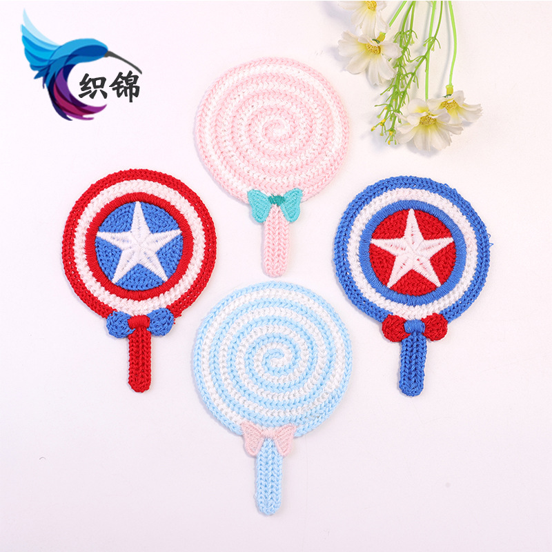 韩版发号可爱棒棒糖发饰配件手工diy发夹配件批发服装辅料布贴