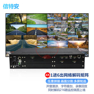 4K1 in 6 out network decoding matrix Haikang Dahua H265 digital video surveillance decoder HDMI six-way