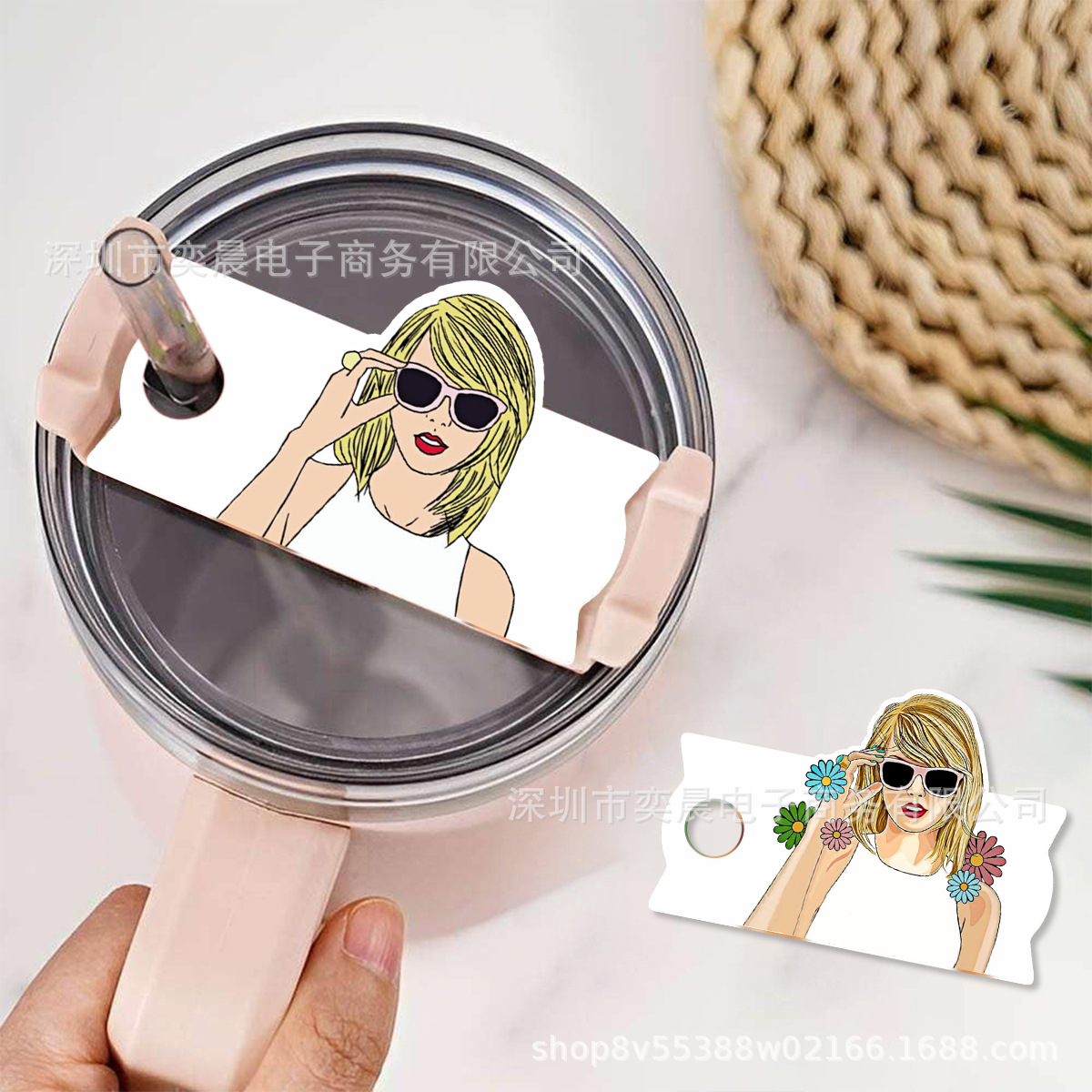 Amazon TK hot-selling acrylic Taylor pattern famous brand decoration Stanley 2 generation ice cream cup lid decoration