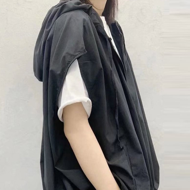 Wholesale Retro Large Size Hooded Casual Vest Vest for Women Spring Autumn Summer 2025 New Loose Outer Vest for Men